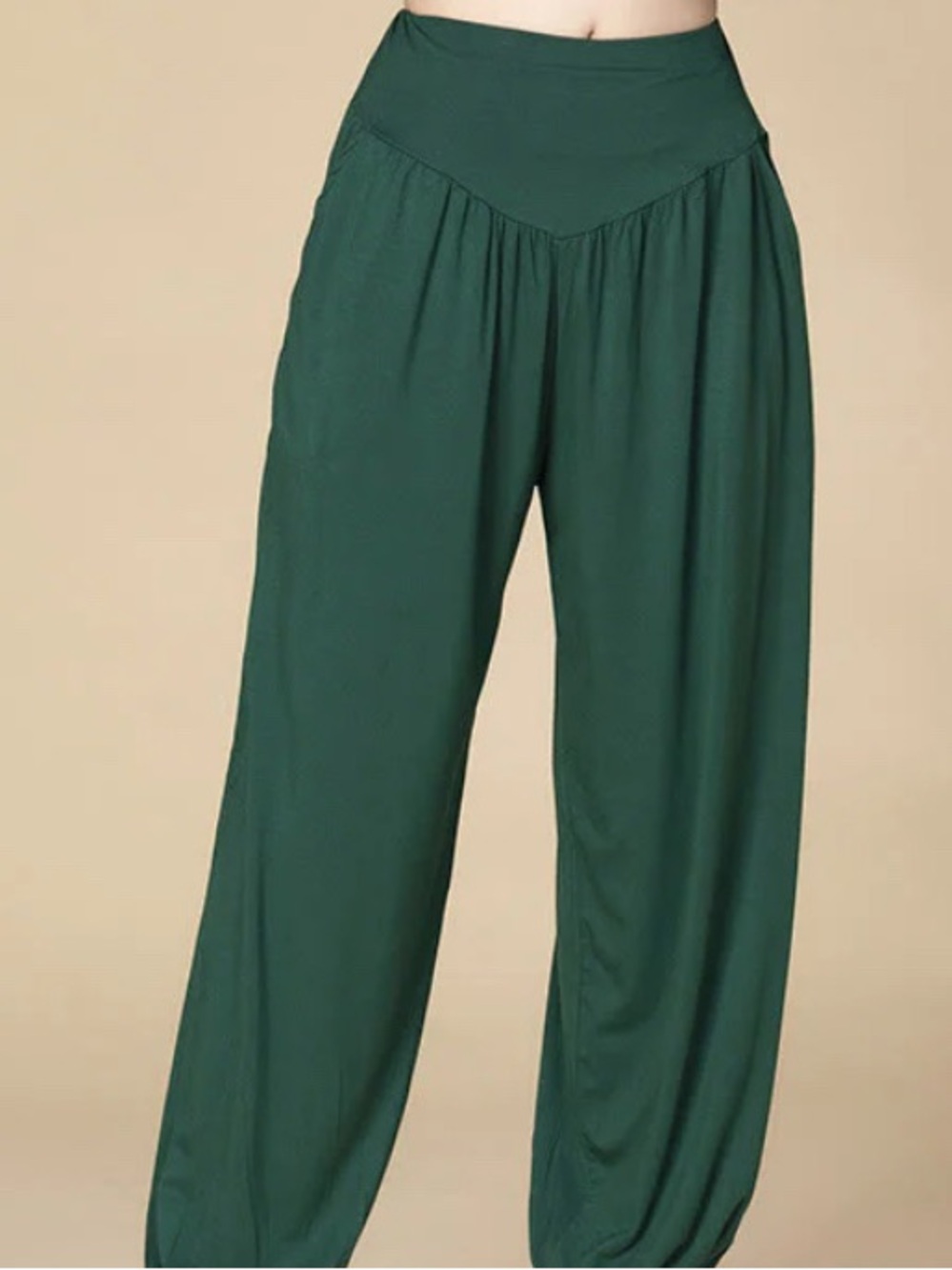 Women's Wide-Leg High-Waist Pants - Forest Green one size fits most sm- lrg